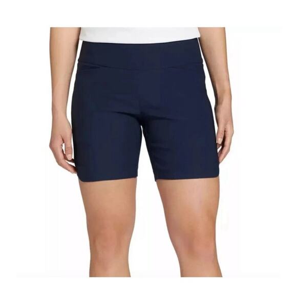 NWT Women's Lady Hagen 7" Inseam Pull On Tummy Control Navy Blue Shorts Size S - Picture 1 of 10